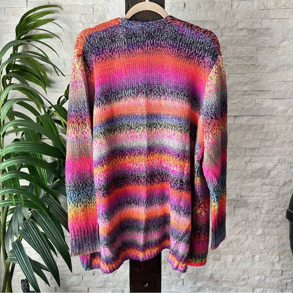 Lane Bryant Knit Vibrant Rainbow Open Front Carden Sweater 18/20 New with Tags - Picture 7 of 7